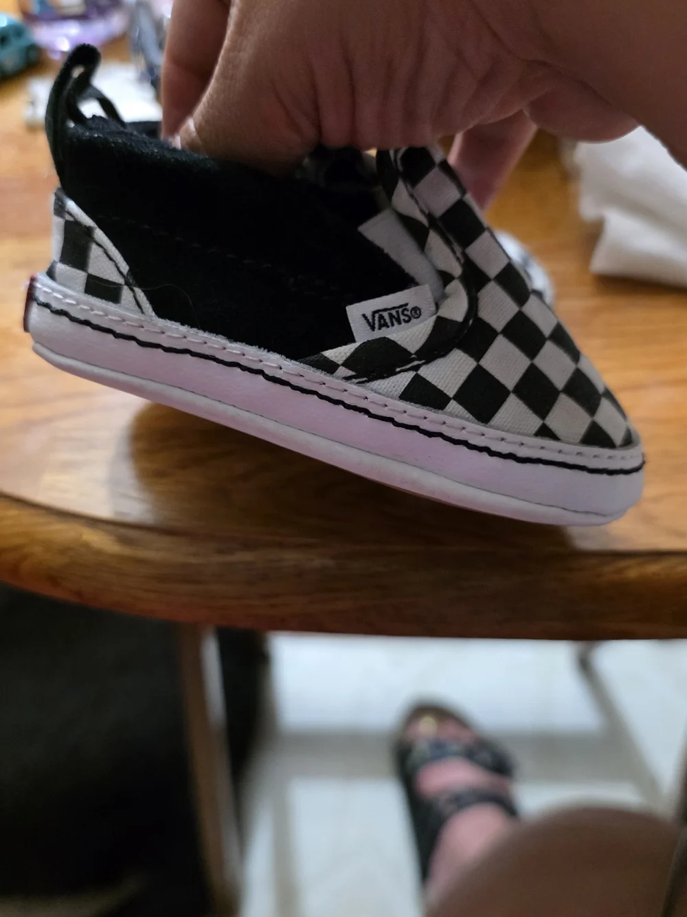 Vans Slip On V Crib Black True White Checkerboard Infant Shoes